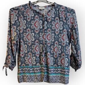 LOFT Outlet Multicolor Paisley Print Blouse Women’s XL 3/4 Sleeve